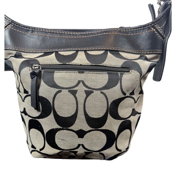 Coach Signature Sufflette C Canvas & Leather Hobo Shoulder Crossbody Bag - Picture 4 of 15